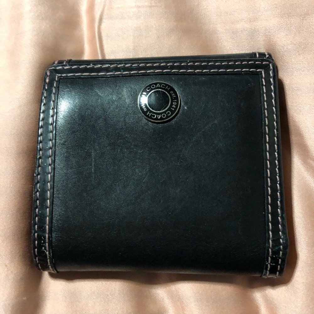Vintage Coach Black and Pink Bifold Wallet